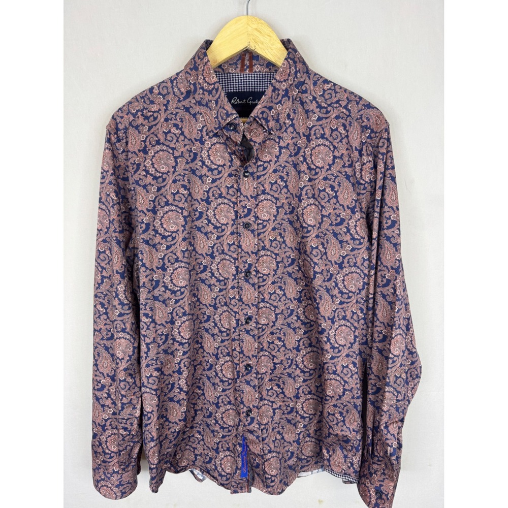 Robert Graham Modern Americana Mens XL‎ Tailored Fit Paisley Button Down Shirt